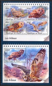 Niger 2018 Birds Owls II sheet + S/S MNH