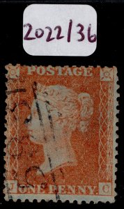 GB QV SG SPEC C8(7), 1d orange-red, USED. Cat £200. PLATE 35 CERT JC