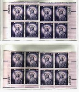 #1035 3c Liberty Plate Block Mint NH #25907 dry printed