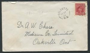 NEW BRUNSWICK SPLIT RING TOWN CANCEL COVER COLLETTE