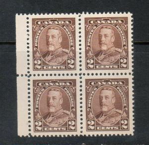 Canada #218i Extra Fine Mint Never Hinged Mole On Forehead (UL) Variety Block