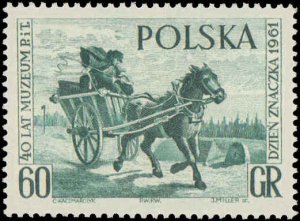 Poland #1018-1019, Complete Set(2), 1961, Horses, Art, Never Hinged