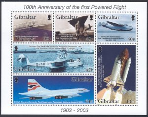 Gibraltar - 2003 sheetlet of powered flight #937a cv $ 12.00 Lot # 451