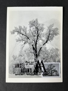 Ansel Adams 2024 FDC Maxicard Maximum Postcard Oaktree Yosemite, CA Snowstorm