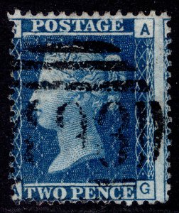 GB QV SG45, 2d blue plate 9, USED. Cat £15. AG