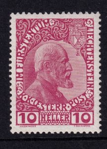 Liechtenstein 1912 - 10h Rose ,  Prince Johann II , M-XF-NH # 2