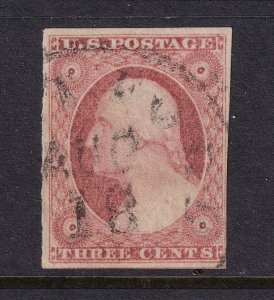 1852 Washington 3c dull red Sc 11A VF used Type II single CV $15 (DJ