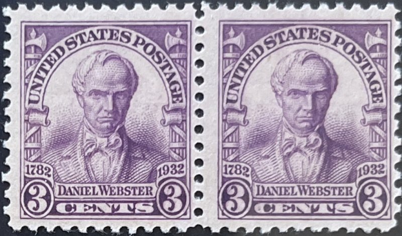 Scott #725 1932 3¢ Daniel Webster MNH OG pair