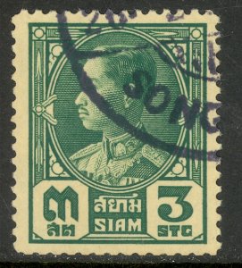 THAILAND 1928 3s King Prajadhipok Scott No 208 VF Used