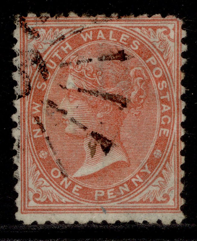 AUSTRALIA - New South Wales QV SG223, 1d orange to scarlet, FINE USED. Cat £450. 