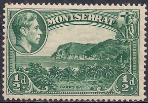 Montserrat 1938 - 48 KGV1 1/2d Blue Green MM SG 101a ( H1318 )