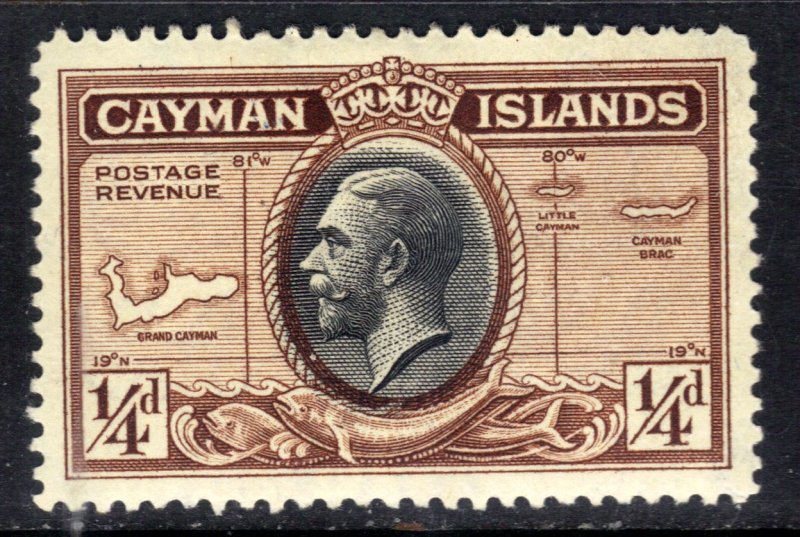 Cayman Islands 1935 KGV 1/4d Black & Brown MM SG 96 ( T432 )