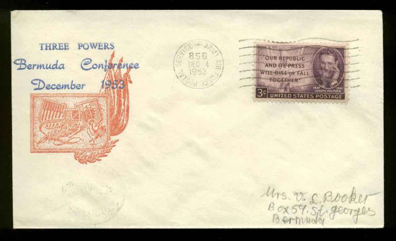 COLD WAR  IKE & WISTON SAY FAREWELL AT 3 POWER BERMUDA CONFERENCE APO 856 CANCEL