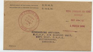 1962 Royal Canadian Air Force cover UNEF air station [y7153]