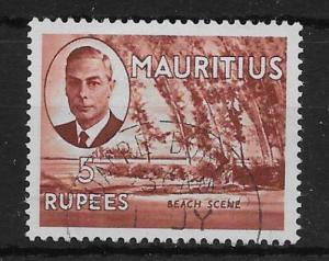 MAURITIUS SG289 1950 5r RED-BROWN USED