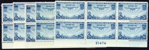 C20, Mint NH 25¢ WHOLESALE Lot of Five Plate Blocks CV $100 ** Stuart Katz