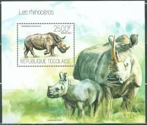 TOGO 2013 RHINOCEROS  SOUVENIR SHEET MINT NEVER HINGED