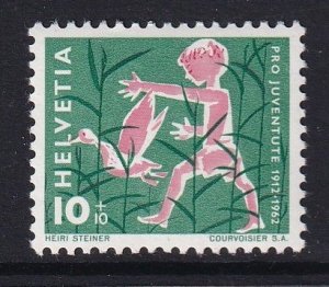 Switzerland  #B319  MNH 1962  pro juventute  boy chasing ducks  10c