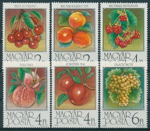 Hungary Stamps 1986 MNH Fruits Peaches Cherries Apples Apricots 6v Set