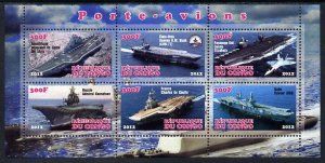 CONGO B. - 2012 - Aircraft Carriers #1 - Perf 6v Sheet - MNH - Private Issue