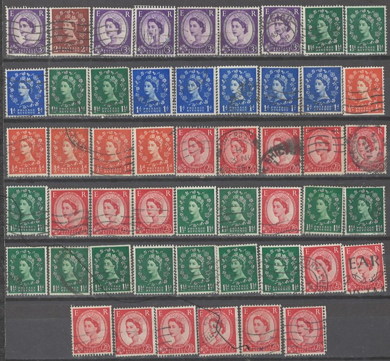 COLLECTION LOT # 3850 GB 51 STAMPS INVERTED WTMK 1952+ SWCV+$33