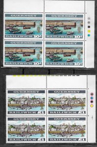 Great Britain-Guernsey # 22a,23   New Perf.  blocks/4    (2) Mint NH