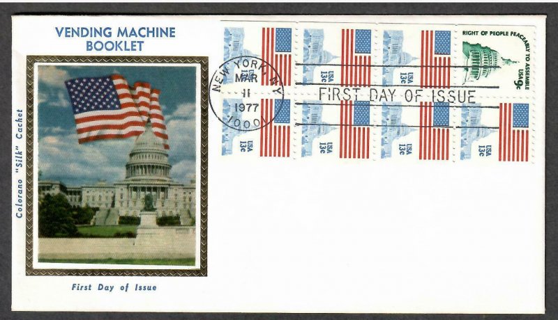 US # 1623c Flag over Capitol Booklet Pane Colorano Silk FDC - I Combine S/H