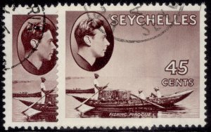 SEYCHELLES GVI SG143 + 143a, 45c PAPER VARIETIES, VERY FINE USED.