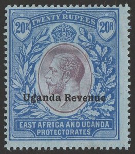 UGANDA 1912 'Uganda Revenue' on KGV 20R, wmk mult crown. Very rare mint.