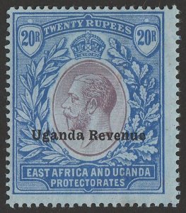 UGANDA 1912 'Uganda Revenue' on KGV 20R, wmk mult crown. Very rare mint. 