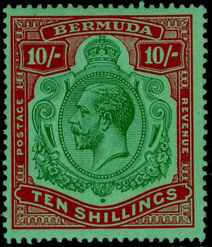 BERMUDA SG92G, 10s green & red/dp emerald, LH MINT. Cat £150.