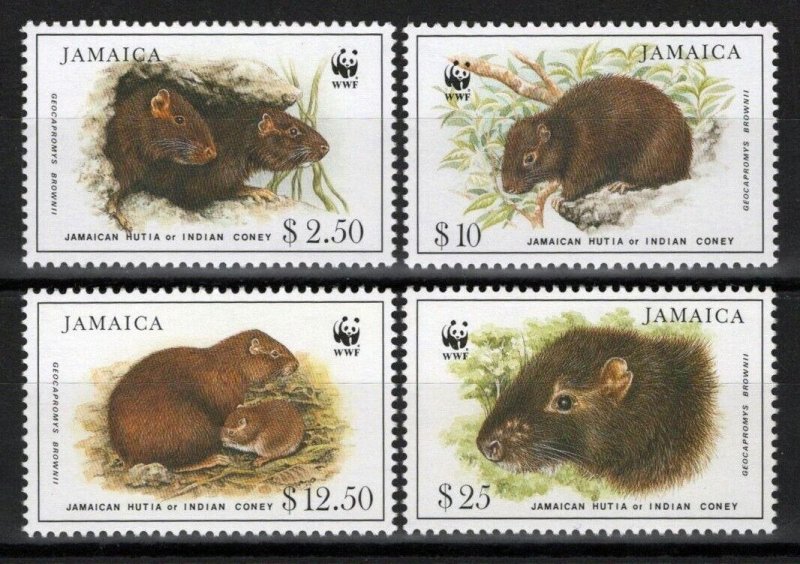 ZAYIX Jamaica 857-860 MNH - WWF World Wildlife Fund - Rodents - Coney 040122-S72 