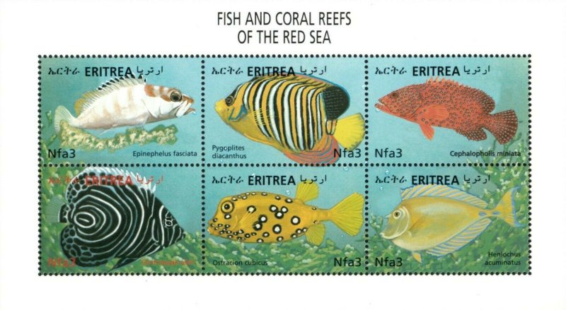 Eritrea 2000 - Fish and Coral Reefs Red Sea - Sheet of 6 - Scott 335 - MNH