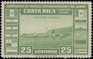 Costa Rica #C121-C123, Complete Set(3), 1946, Soccer, Sports, Hinged