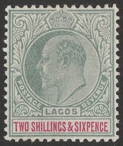 NIGERIA - LAGOS 1904 KEVII 2/6 green & carmine, wmk crown CA.