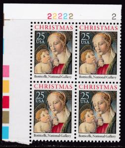 United States 1988 Christmas Issue (Religious) Plate Nr.Block of Four VF/NH