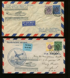 3 Nice HONG KONG TO GUAM FIRST FLIGHT COVERS FROM 1937 CHINA CLIPPER FAM 14