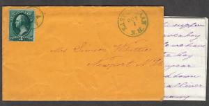 US #136 On Cover 1870 Fancy Star Cancel East Canaan to Newport NH