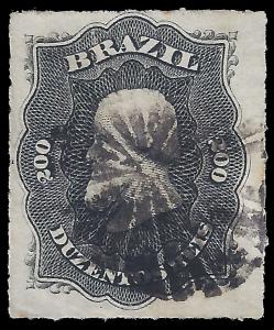 Brazil 1876 Sc 66 UVF rouletted