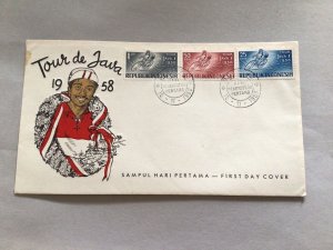 Republic Indonesia 1958 Tour De Java Cycling multi stamp postal cover 66249