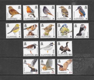 BIRDS - ALDERNEY #645-60 MNH