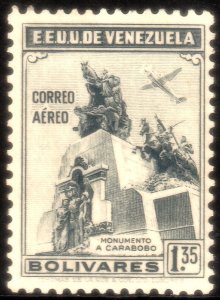 ✔️  VENEZUELA 1938 - CARABOBO MONUMENTS - AIR MAIL - SC. C133 MLH *
