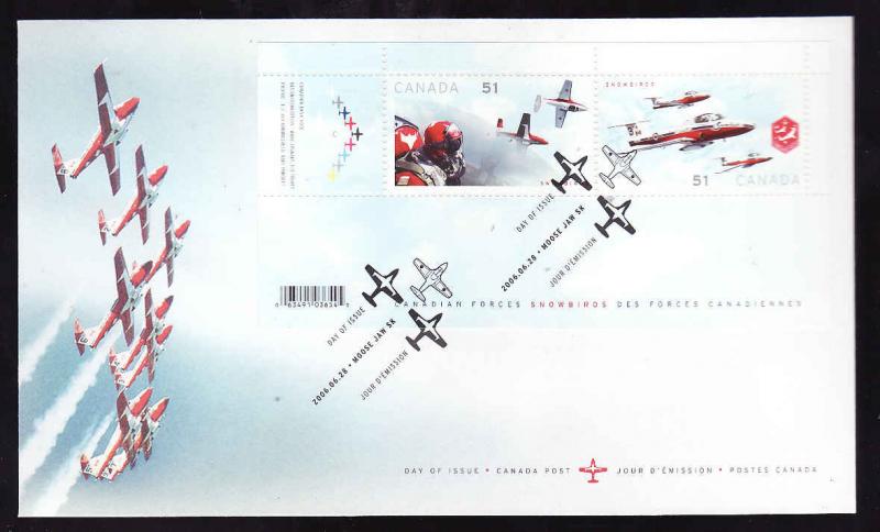 Canada Sc#2159b-SS on FDC-2006-Canadian Forces Snowbirds-Planes-