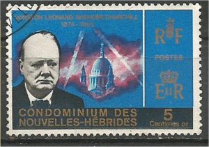 NEW HEBRIDES, BRITISH, 1966, used 5c Churchill Memorial Scott 112