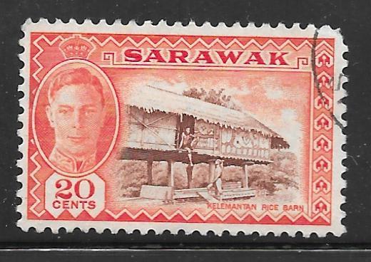 Sarawak 189: 20c Kelemantan rice barn, used, F-VF