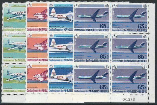 NEW HEBRIDES FRENCH 1972 Planes set corner blocks of 6 MNH.................50927