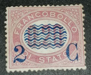 Italy 2c on 0.20L 1878 Government Service Stamp Surcharged MNG Sassone 500 eur