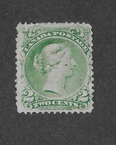 Canada Sc #24  2c LQ emerald shade used Fine condition