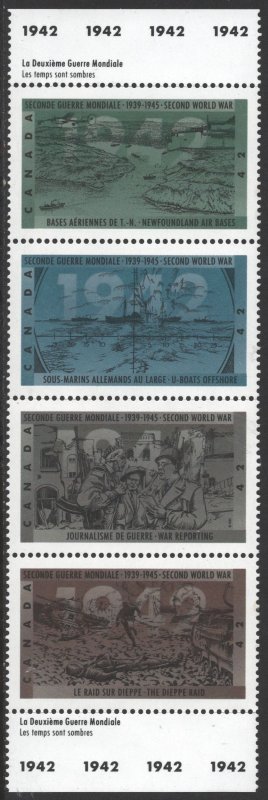 Canada SC#1448-1451 42¢ 50th Anniv. of Second World War Strip of 4 (1992) MNH