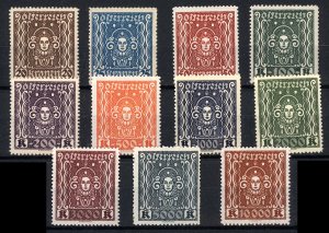 Austria 1922  Scott #288-98 MNH (Michel CV 112.00)